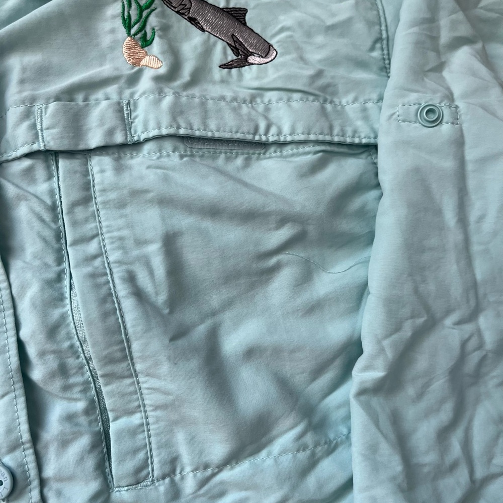 L.L. Bean Light Aqua Lightweight Fishing Jacket - Picture 4 of 6